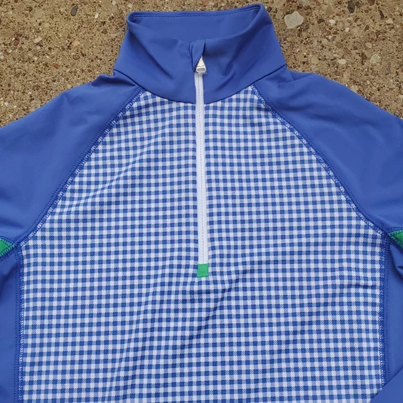 Polo Ralph Lauren Golf II Pullover Blue Gingham UPF 40+ Long Sleeve Top 6X Youth - Picture 2 of 9